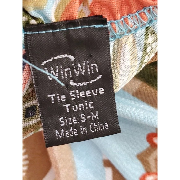 Win Win Women Blue Polyester Round Neck Short Sleeve Casual Top Blouse Size S/M - Picture 7 of 9